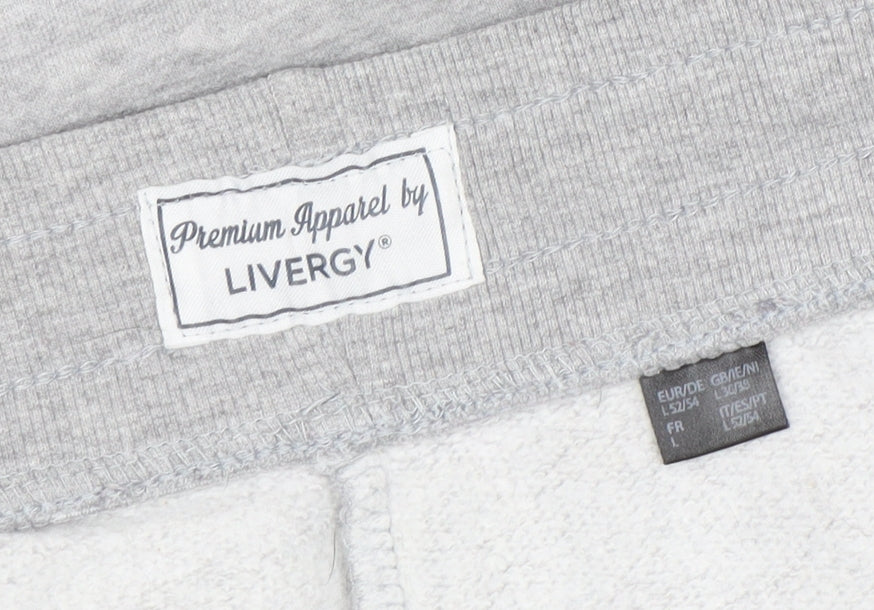 Livergy Men's Grey Jogger Sweatpants L Regular Fit with Pockets