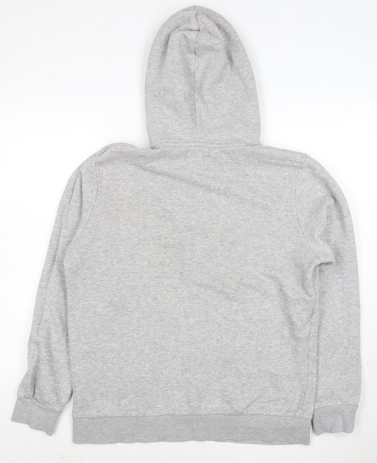 Jack & Jones Men’s Grey Pullover Hoodie L Graphic Fleece Sweatshirt