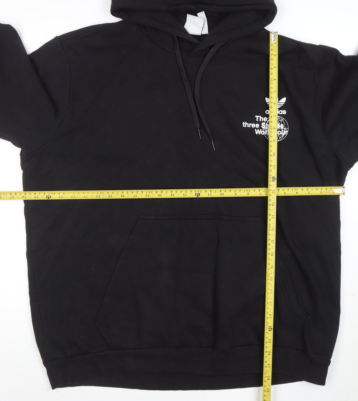adidas Mens Black 2XL Pullover Hoodie Graphic Print Fleece