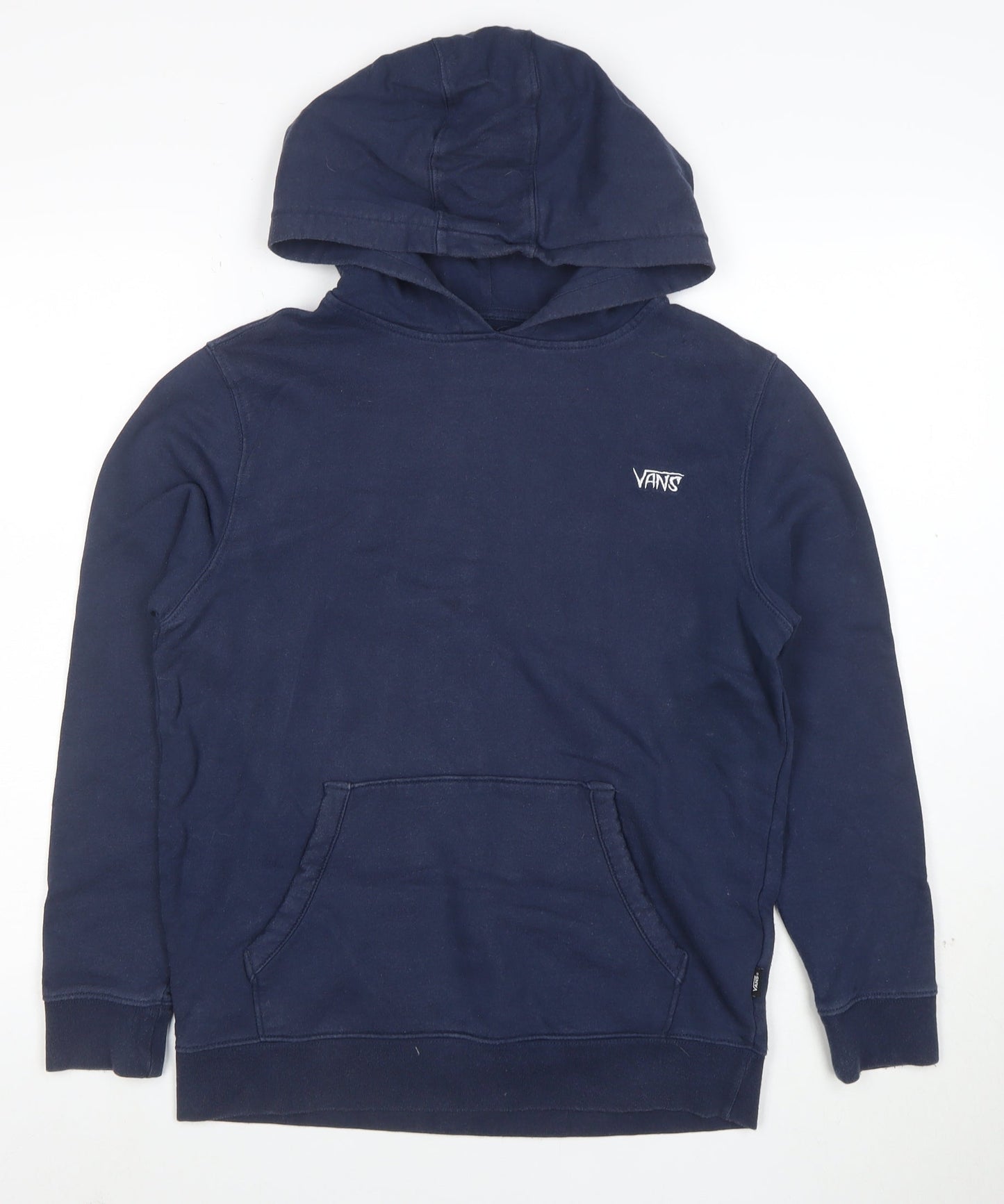 Vans Boys Navy Blue Pullover Hoodie Large Cotton Casual Logo Sweatshirt