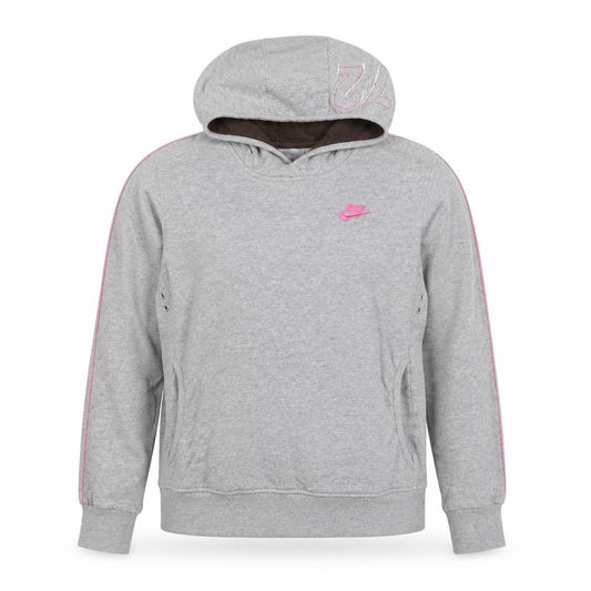 Nike Womens Grey Hoodie L Pullover 80% Cotton Logo Winged Design