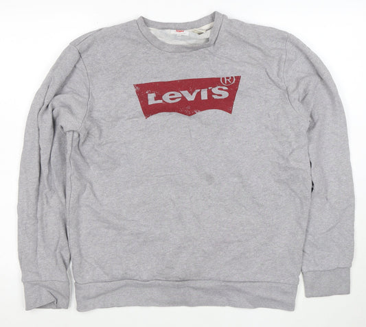 Levi's Men's Grey Logo Crew Neck Sweatshirt Size M