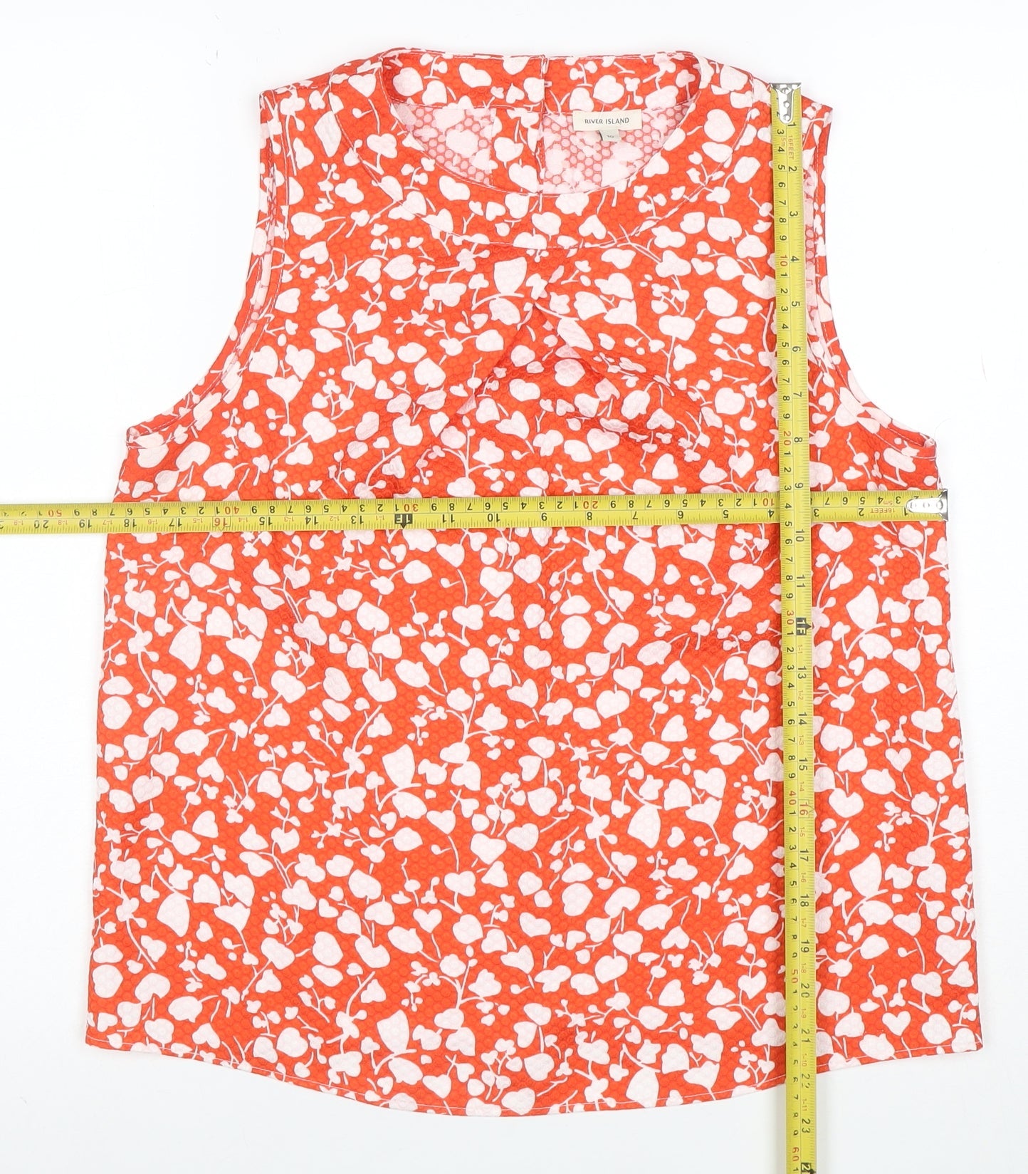 River Island Women's Orange Floral Sleeveless Blouse Size 10