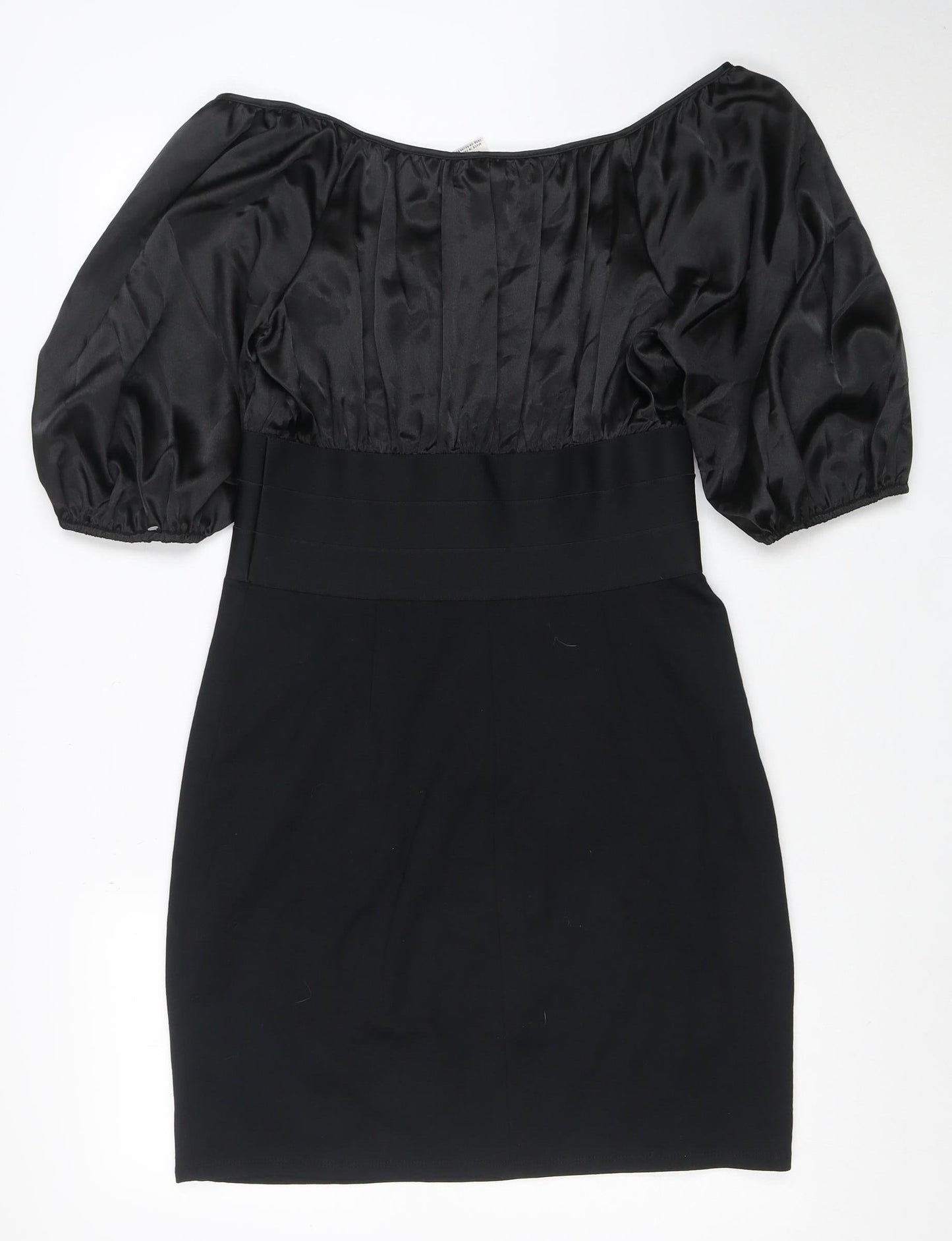 Studio M Women Black M Off Shoulder Puff Sleeve Bodycon Dress