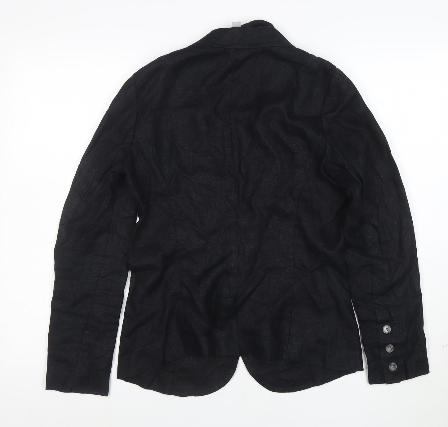 PURE Collection Women Black Linen Blazer UK 8 Single Breasted