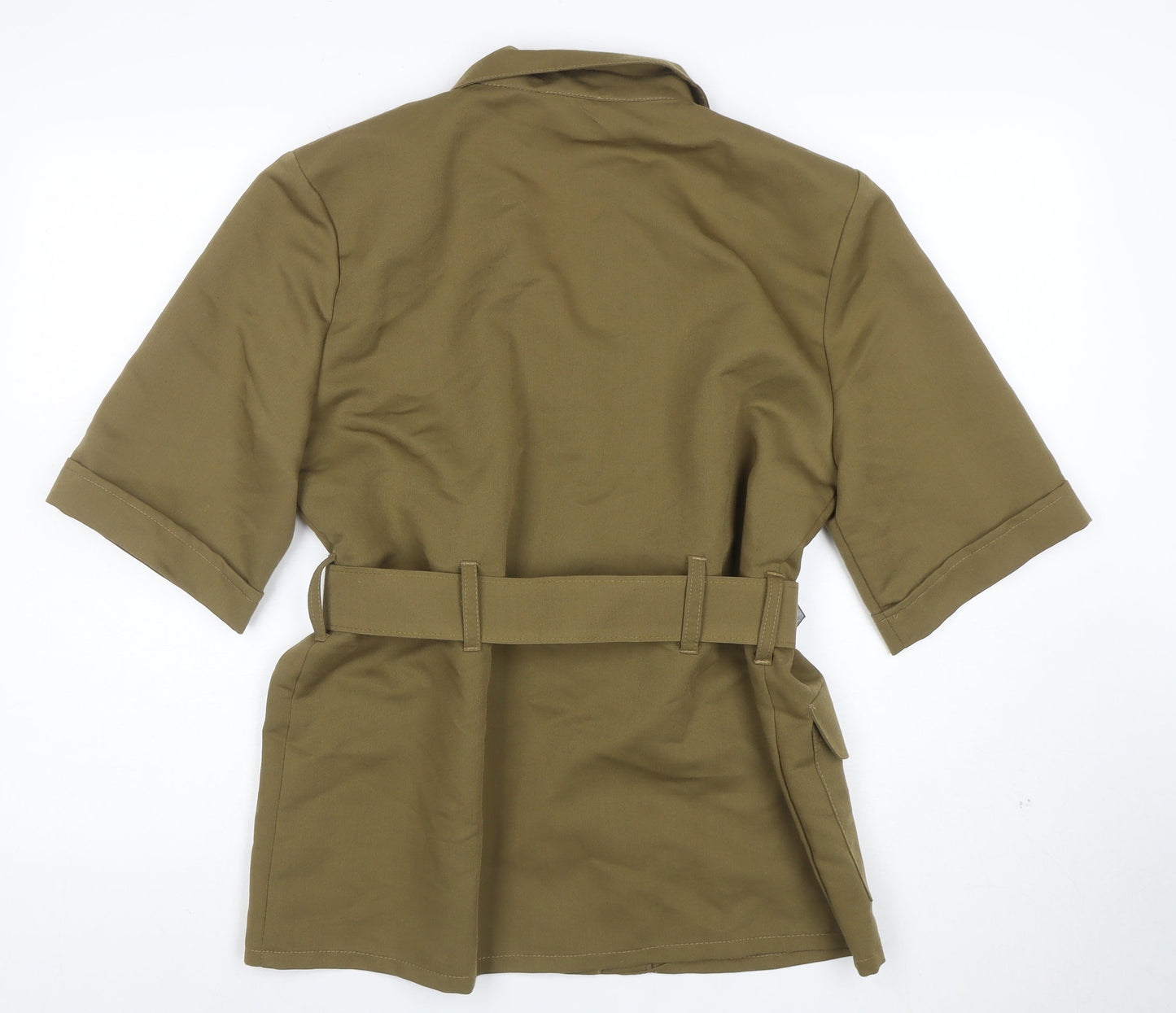 Talk Women’s Khaki Belted Short Sleeve Suit Jacket Size 10 Made in England