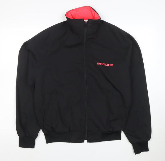 Swingster Women’s Black Bomber Jacket M Logo Zip Lined Workwear