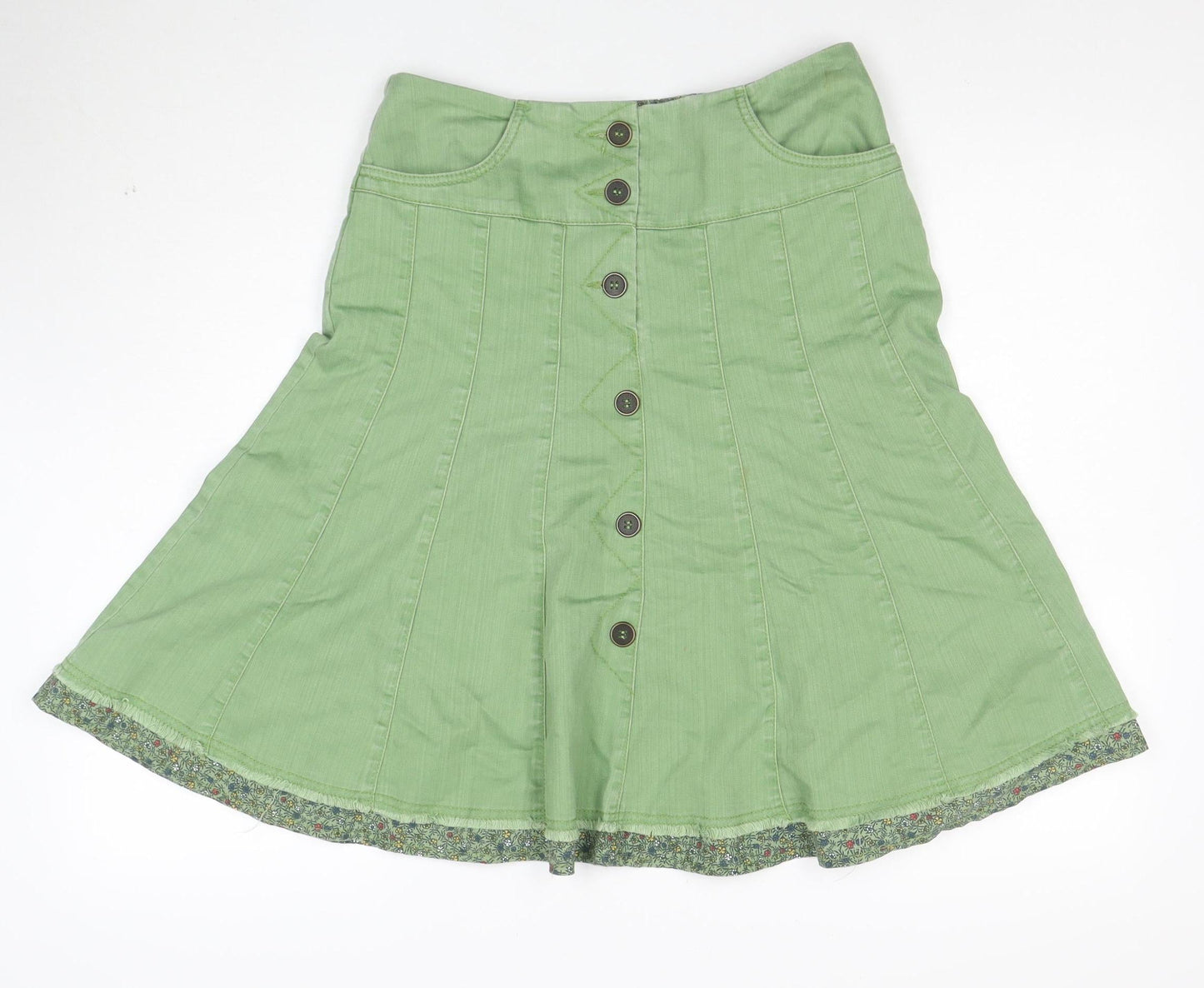 Marks and Spencer Women's Green A-Line Button Skirt Size 10