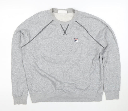 FILA Men's Grey L Pullover Sweatshirt Crew Neck Sports Jumper