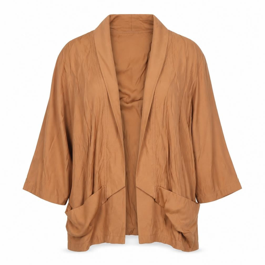 Hearts & Bows Women Brown Size 12 Relaxed Mid-Length Open Jacket