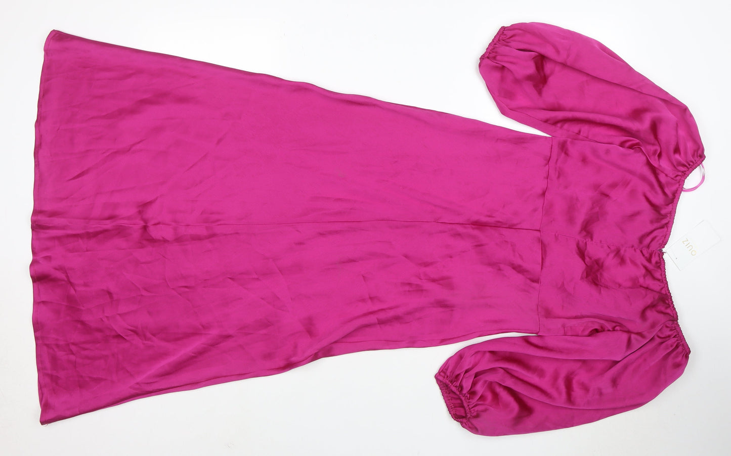 Quiz Women's Pink Puff Sleeve Off Shoulder Midi Dress Size 10