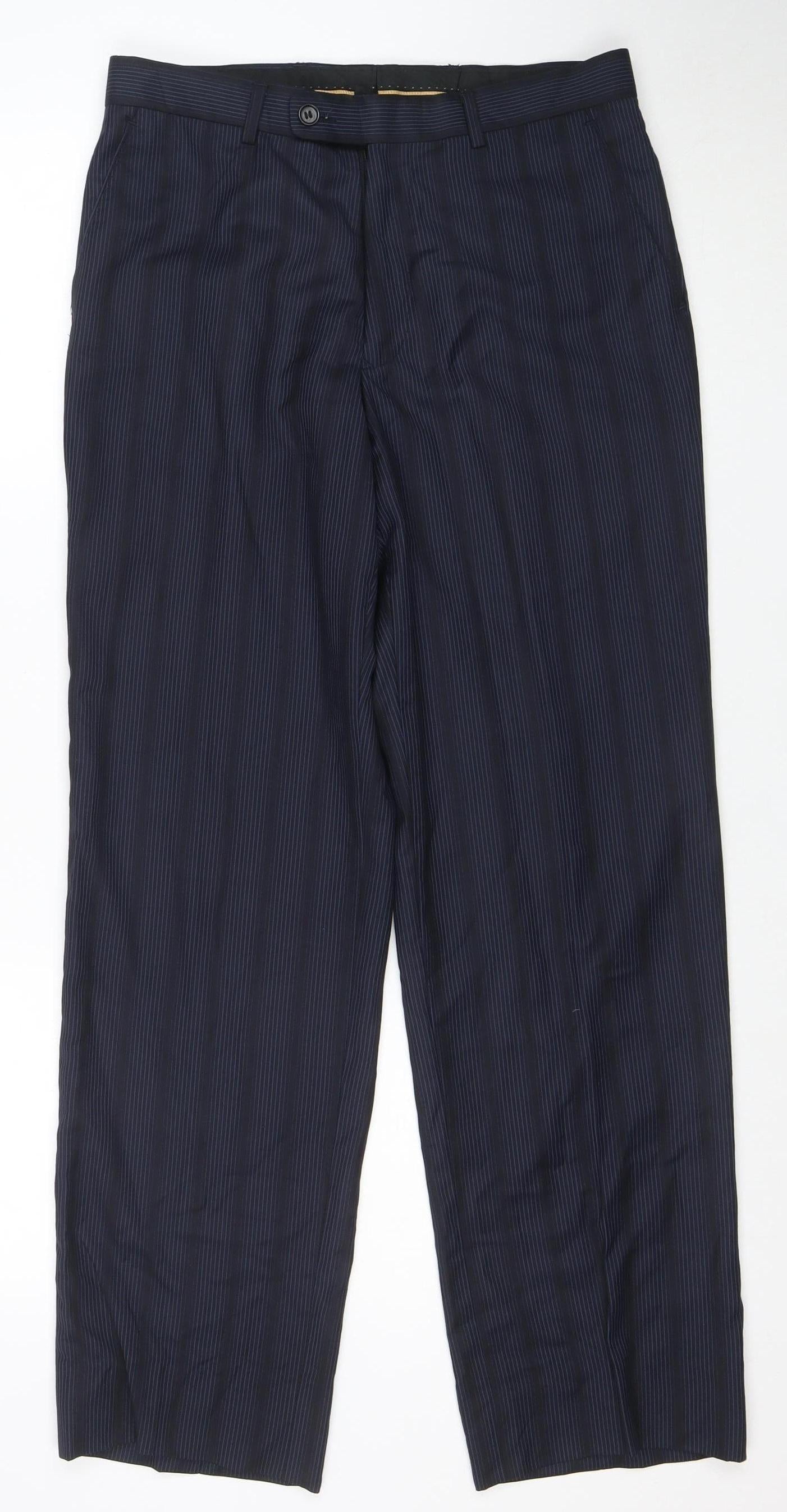 Pittarelli Uomo Men's Blue Striped Dress Pants 30R Regular Fit