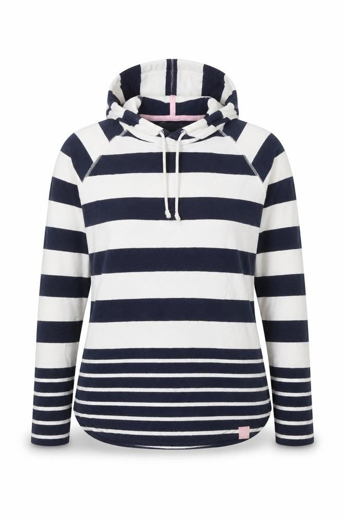 Joules Women's Navy Stripe Cotton Hoodie UK 8 Long Sleeve Casual