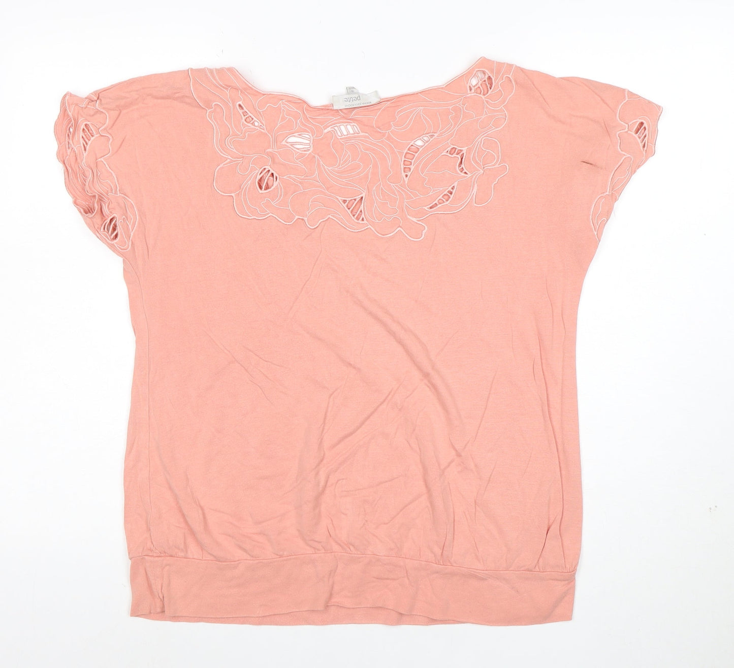 Rocha.John Rocha Women Pink Floral Embroidered Petite Viscose Tunic Top Size 16