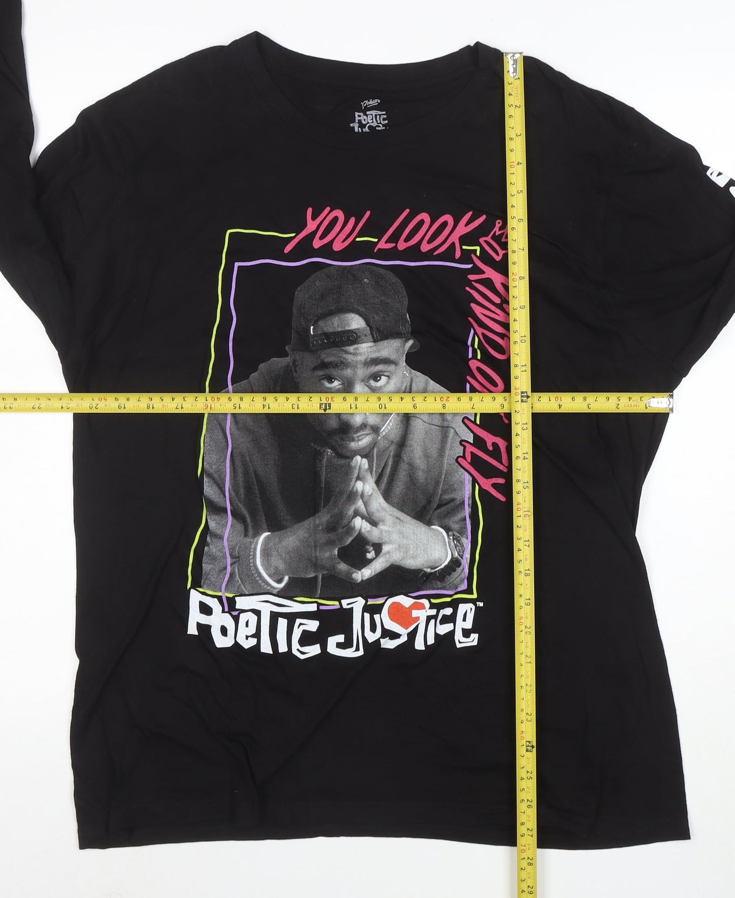 Poetic Justice Men’s Black Long Sleeve Graphic T-Shirt Size L