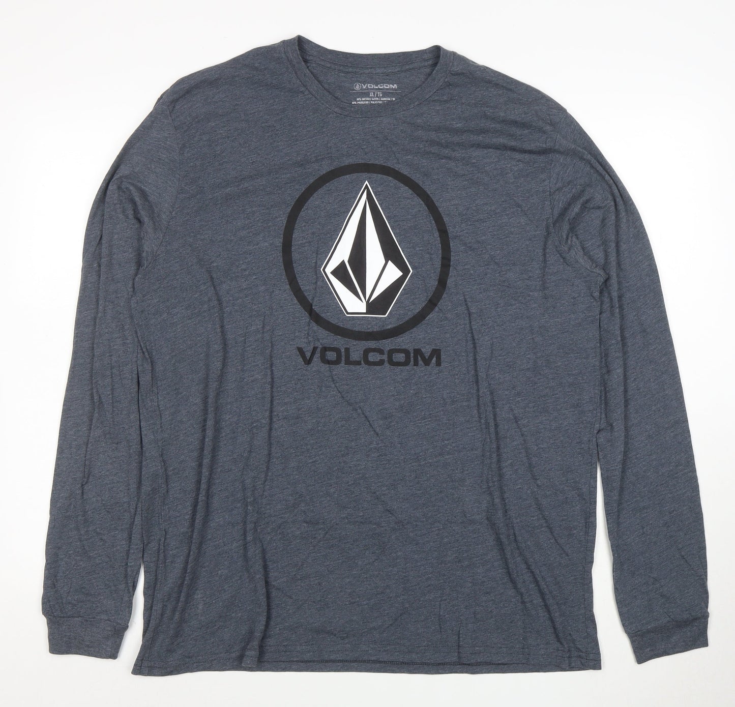 Volcom Men's Grey Long Sleeve Graphic Logo T-Shirt XL