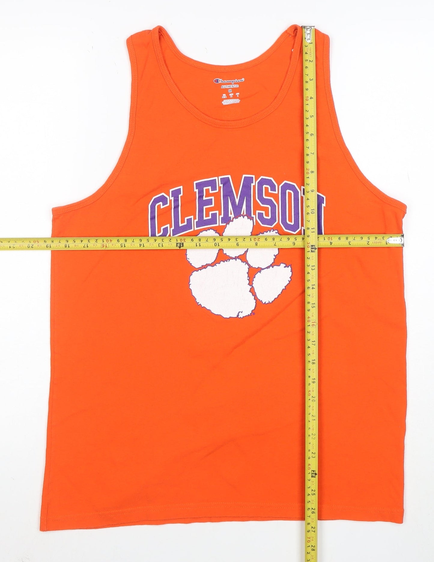 Champion Men's Orange Clemson Sleeveless Graphic T-Shirt Size M