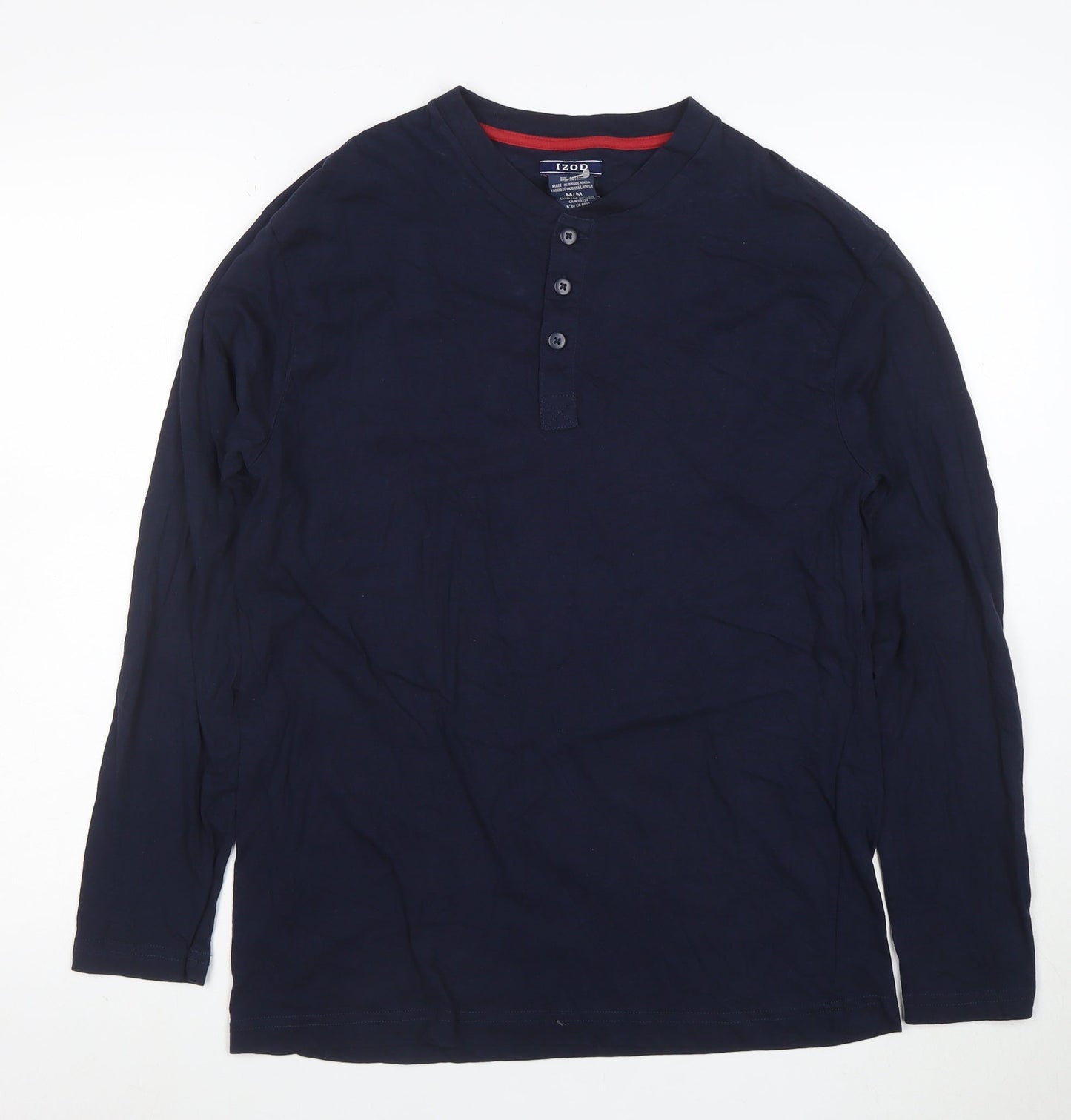 IZOD Men's Blue Long Sleeve Henley Cotton T-Shirt Size M