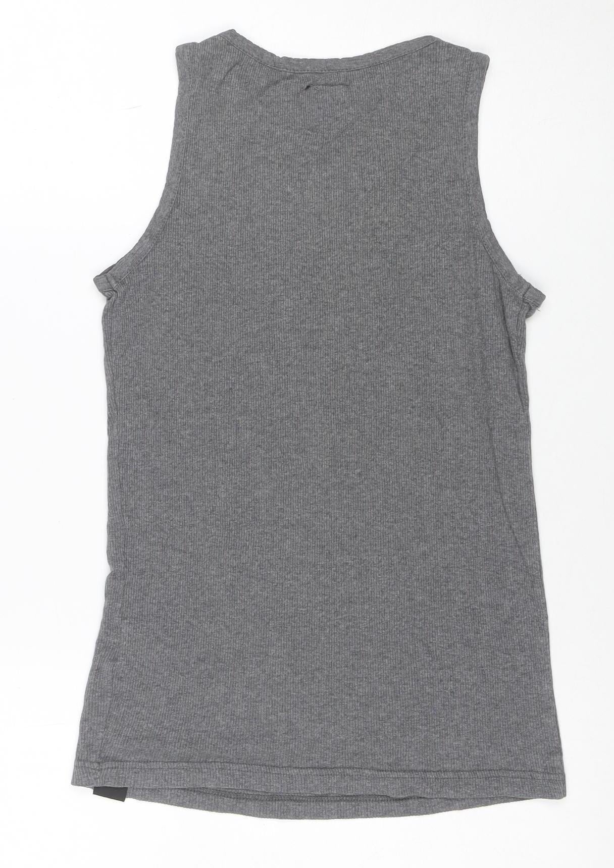 Dickies Men's Grey Sleeveless Ribbed Cotton T-Shirt Small
