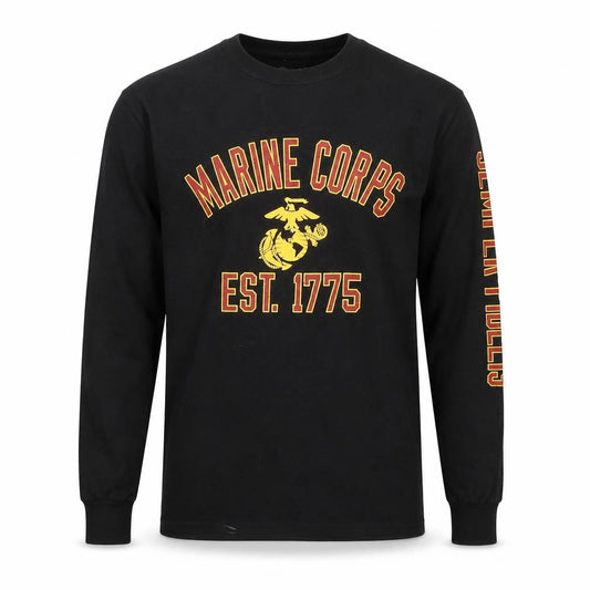 Champion Men's Black Marine Corps Long Sleeve T-Shirt Size S