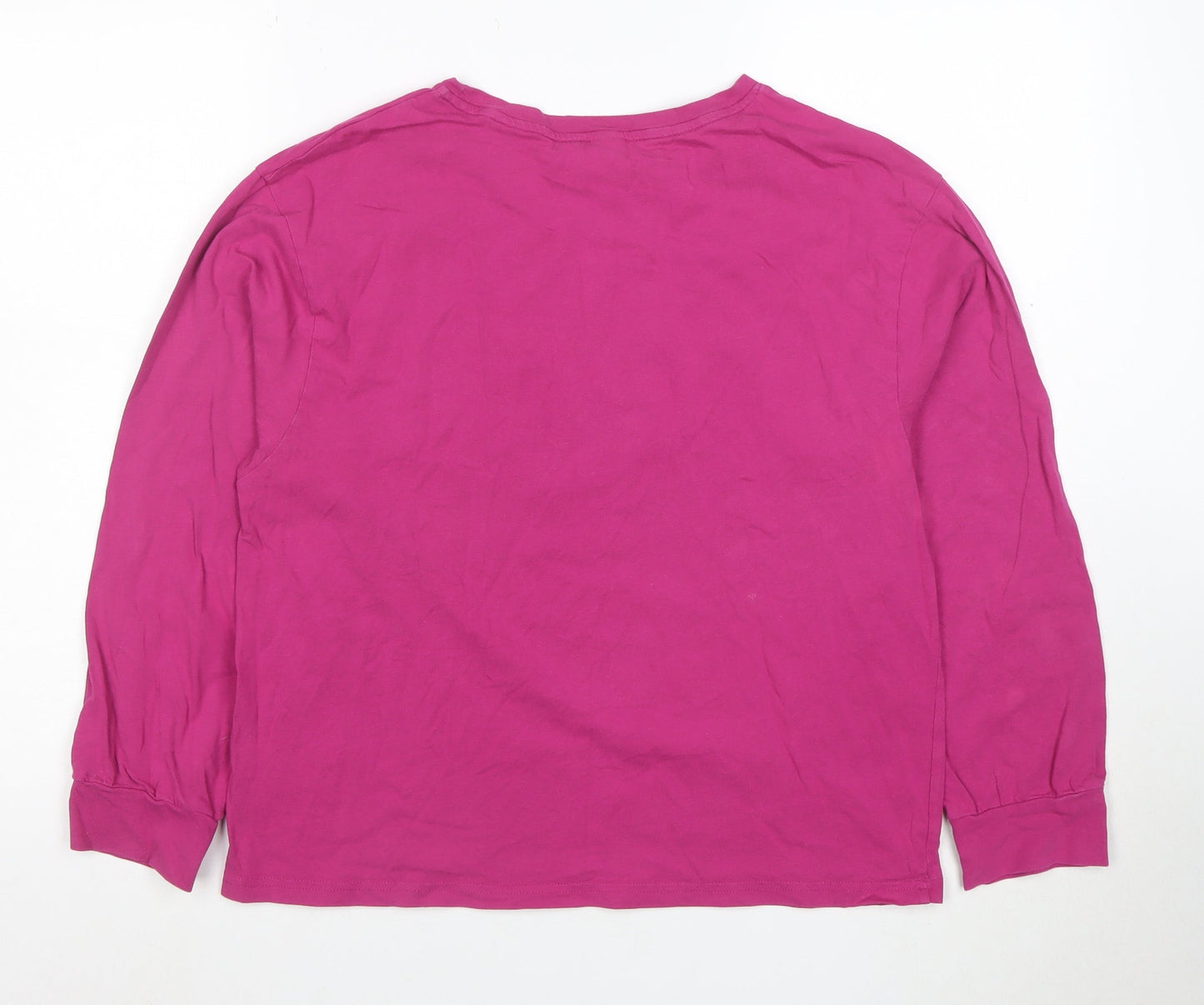 ELLE Women's Pink Long Sleeve Cotton Jersey Logo T-Shirt Size L