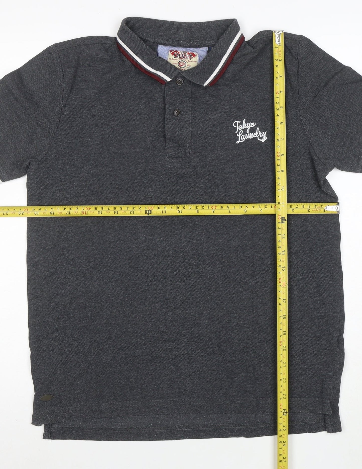Tokyo Laundry Men's Grey Polo Shirt Size M Cotton Blend