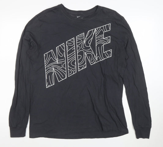 Nike Men's Black Long Sleeve Athletic Graphic T-Shirt Size L
