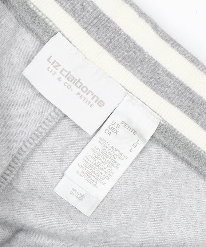 Liz Claiborne Women Petite Grey Cotton Blend Sweatpants L