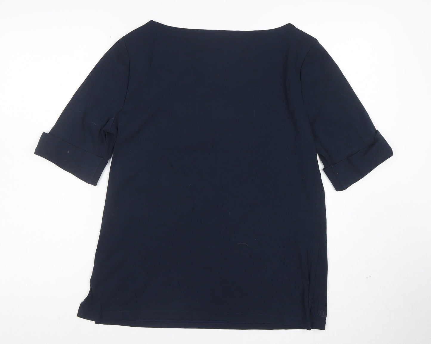 Ralph Lauren Women’s Blue Boat Neck Cotton Stretch T-Shirt XL