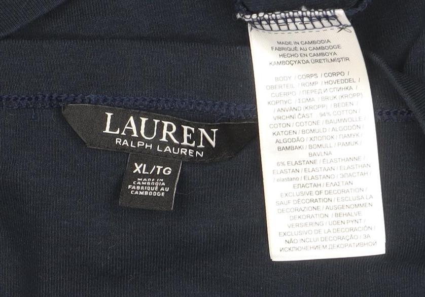 Ralph Lauren Women’s Blue Boat Neck Cotton Stretch T-Shirt XL