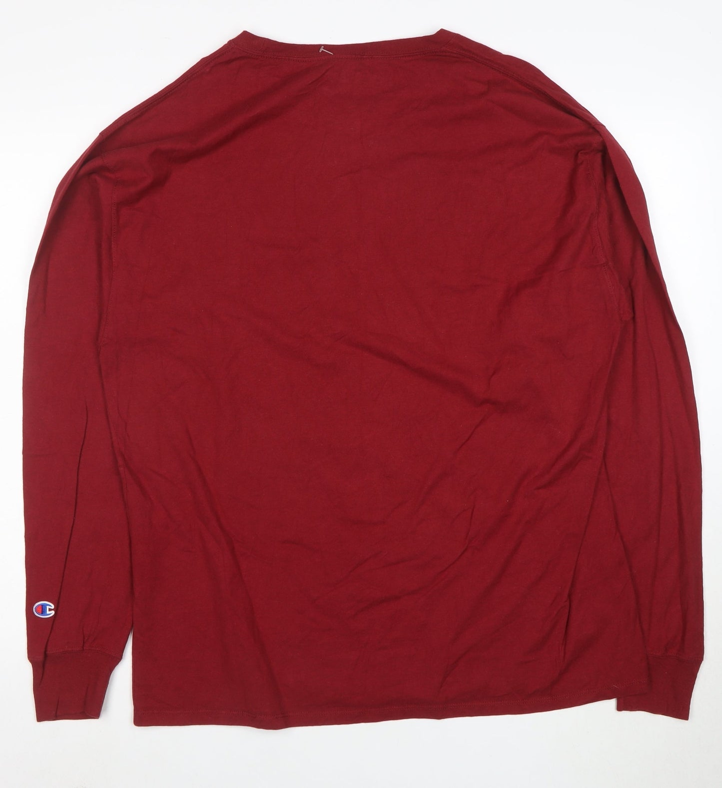 Champion Men's Red XL Long Sleeve Crew Neck Graphic T-Shirt