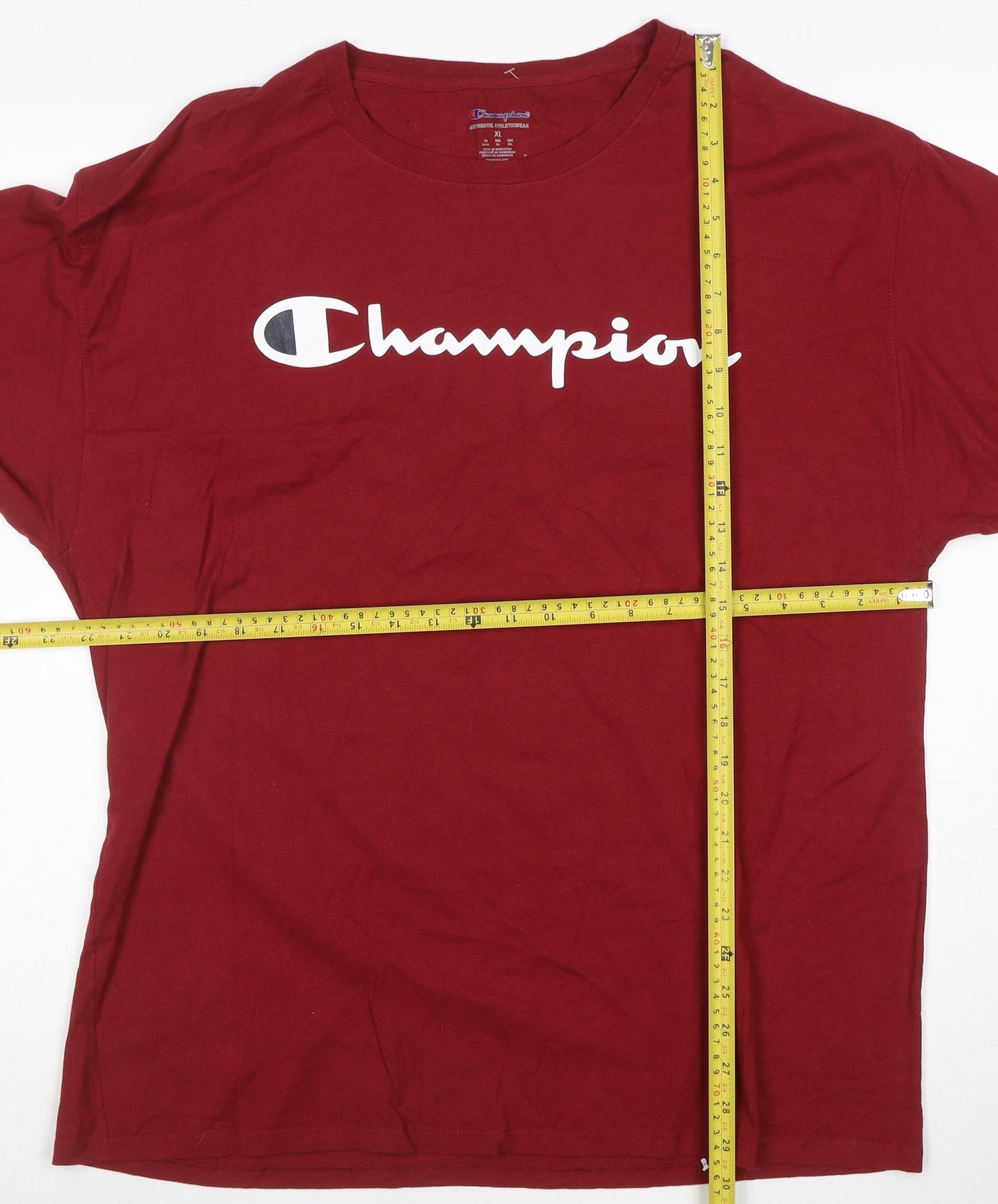 Champion Men's Red XL Long Sleeve Crew Neck Graphic T-Shirt
