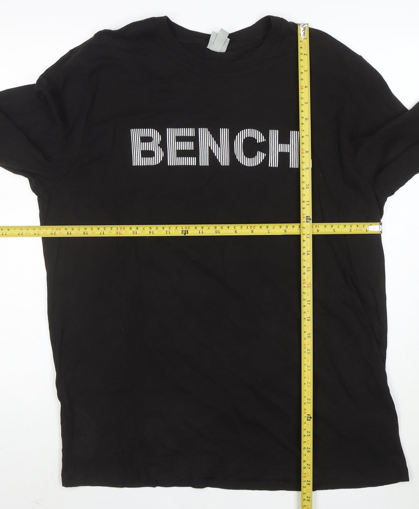 Bench Men's Black Long Sleeve Logo Crew Neck T-Shirt Size L