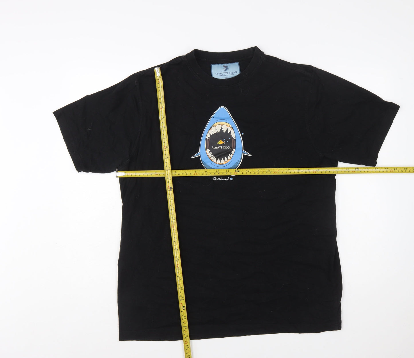 Throttleman Men's Black XXL Shark Graphic Cotton T-Shirt