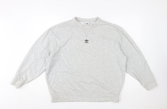 Adidas Women's Grey Cotton Blend Crew Neck Sweatshirt Size 10