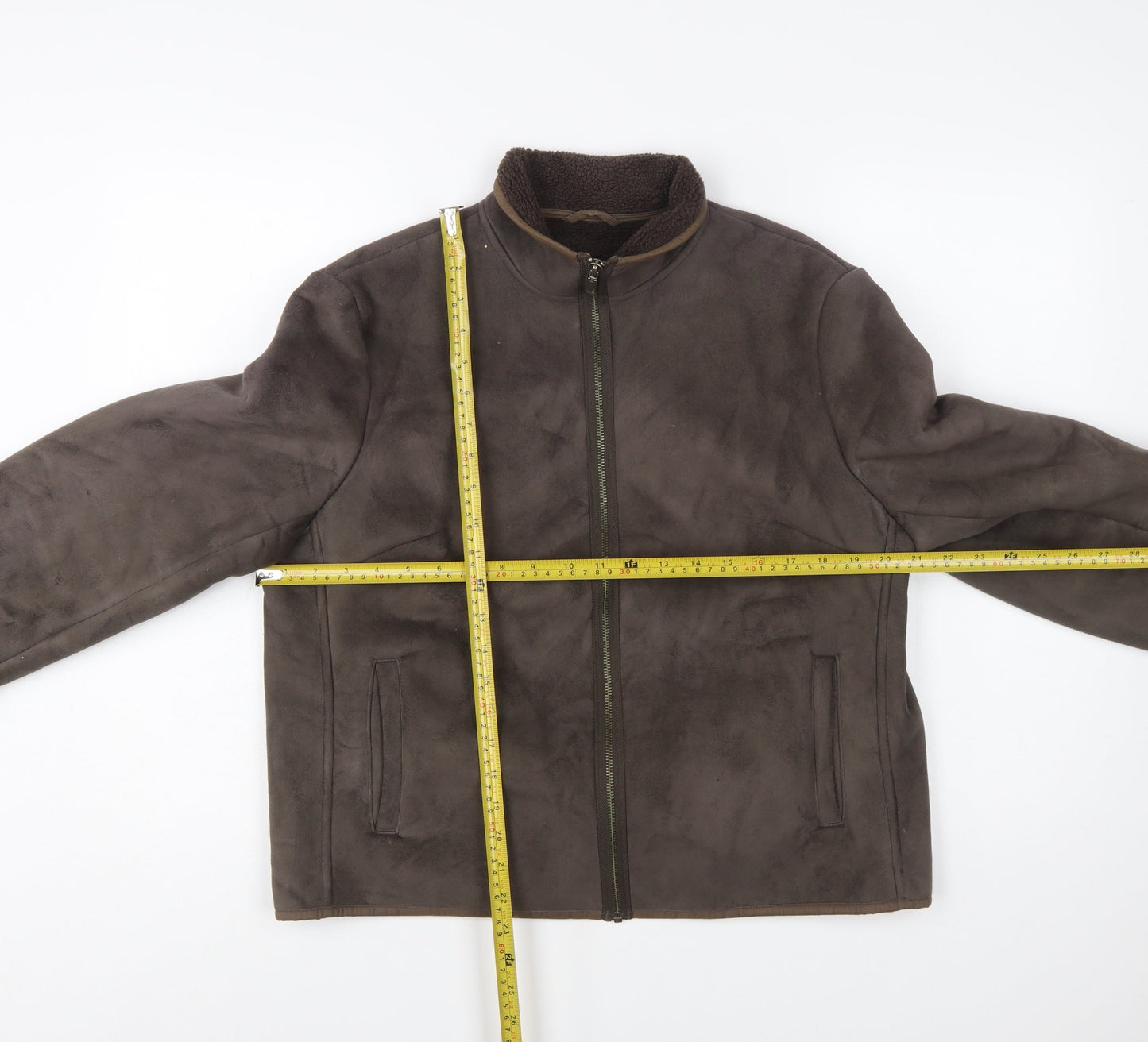 Next Womens Brown Faux Shearling Zip Jacket Size 14