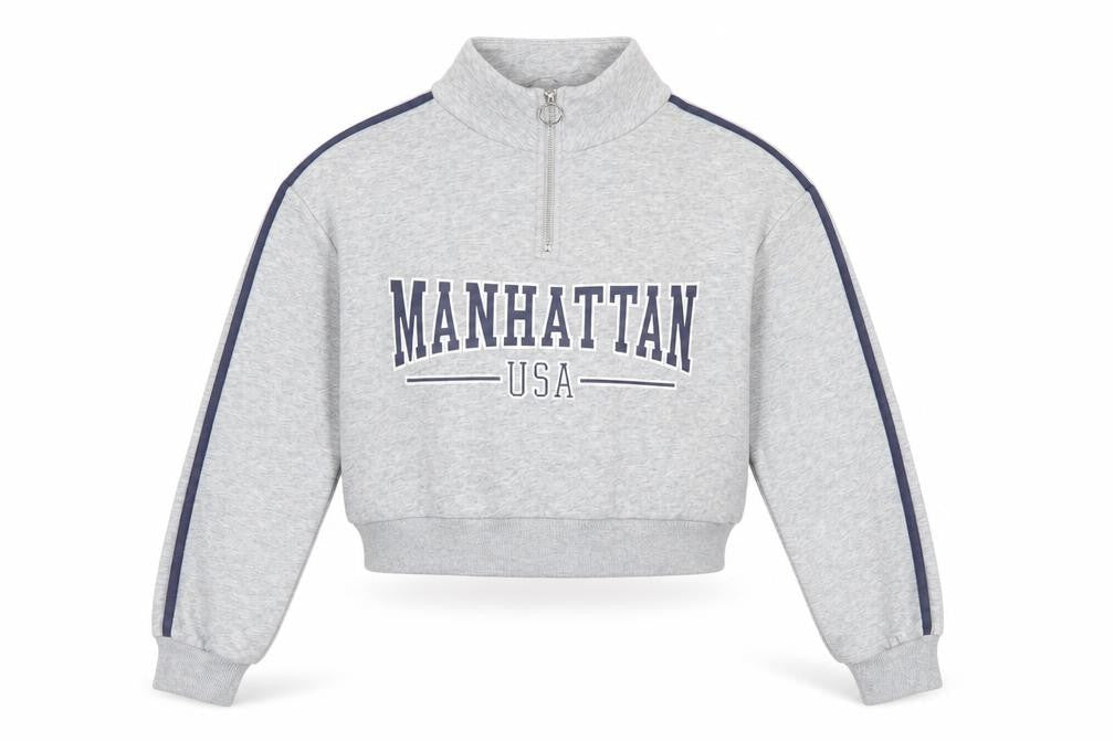 H&M Divided Women's Grey 1/4 Zip Manhattan USA Sweatshirt Size S