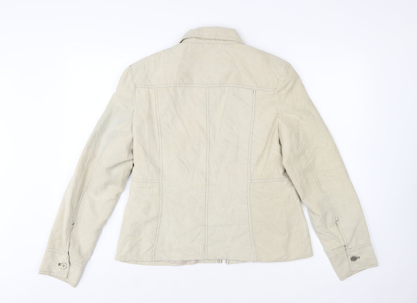 Just J Women's Beige Cotton Zip Basic Jacket Size 14