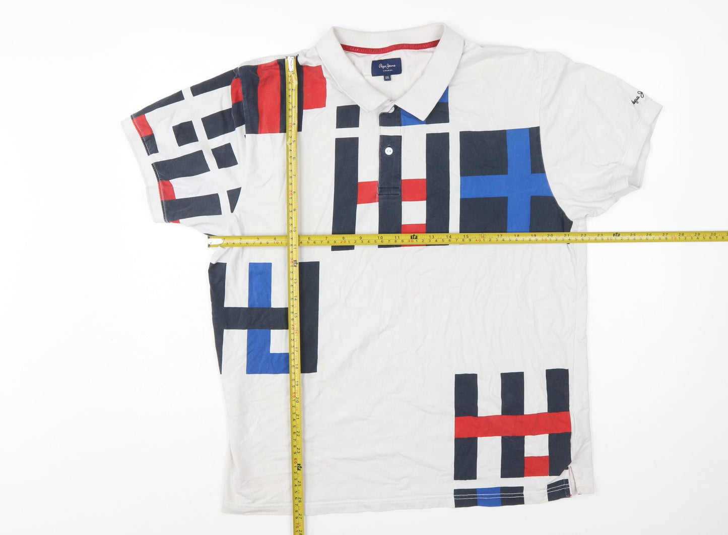 Pepe Jeans Men’s Multicoloured Geometric Polo Shirt Size 2XL