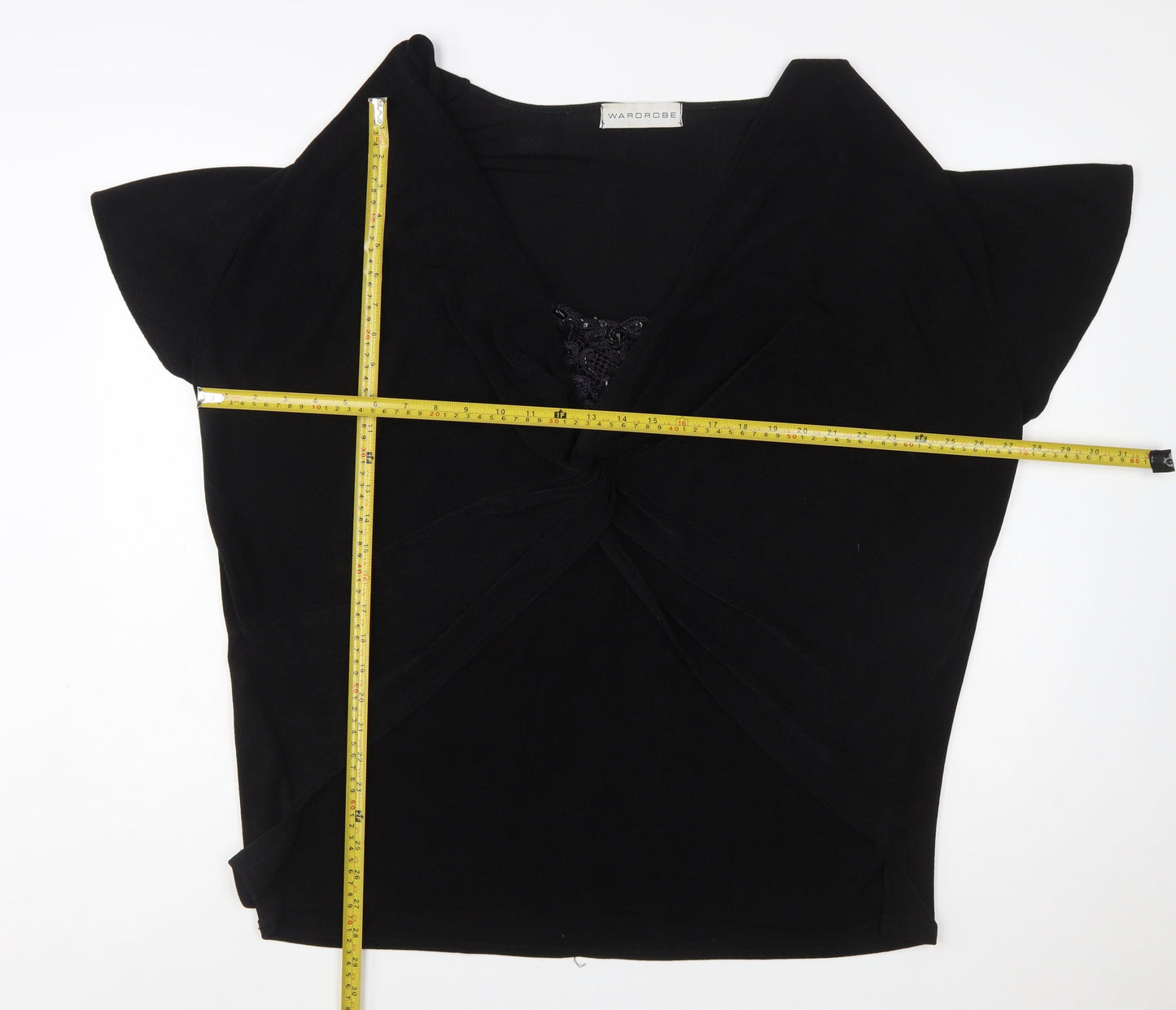 Wardrobe Women’s Black Wrap Blouse Short Sleeve Size 28/30
