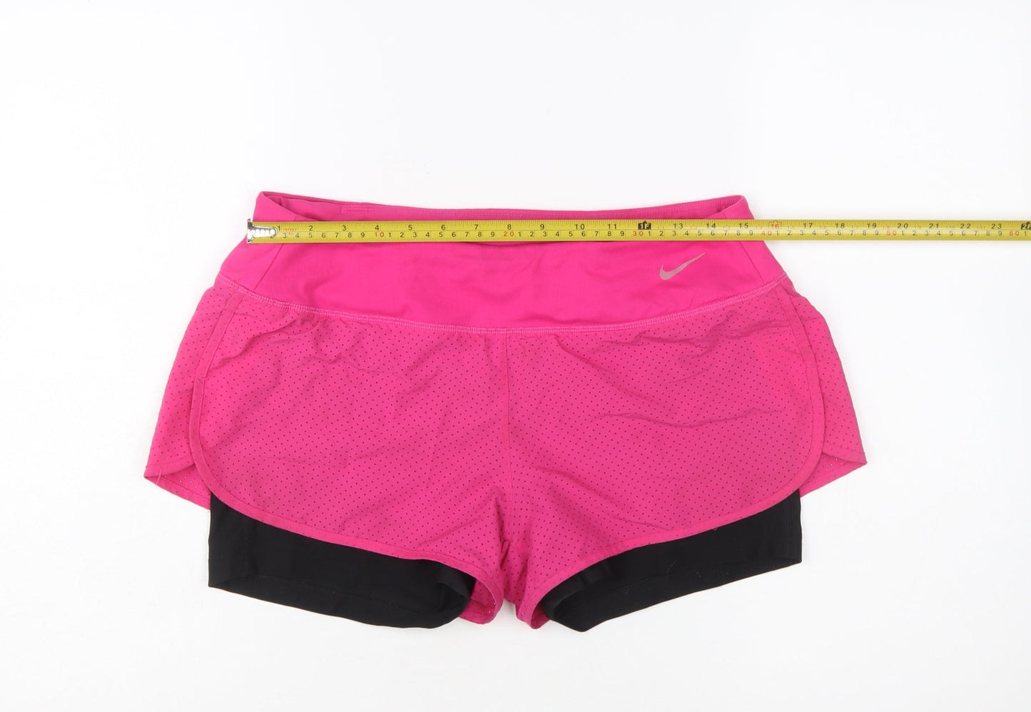 Nike Womens Pink Black Dri-FIT Running Shorts M Breathable Stretch