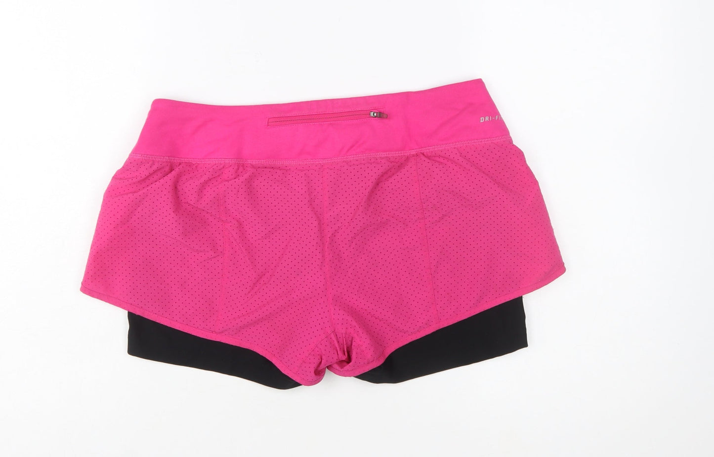 Nike Womens Pink Black Dri-FIT Running Shorts M Breathable Stretch