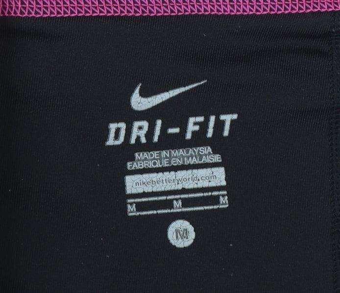 Nike Womens Pink Black Dri-FIT Running Shorts M Breathable Stretch