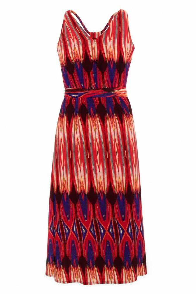 Next Runway Red Bohemian Maxi Dress Women’s Size 6 Sleeveless V-Neck