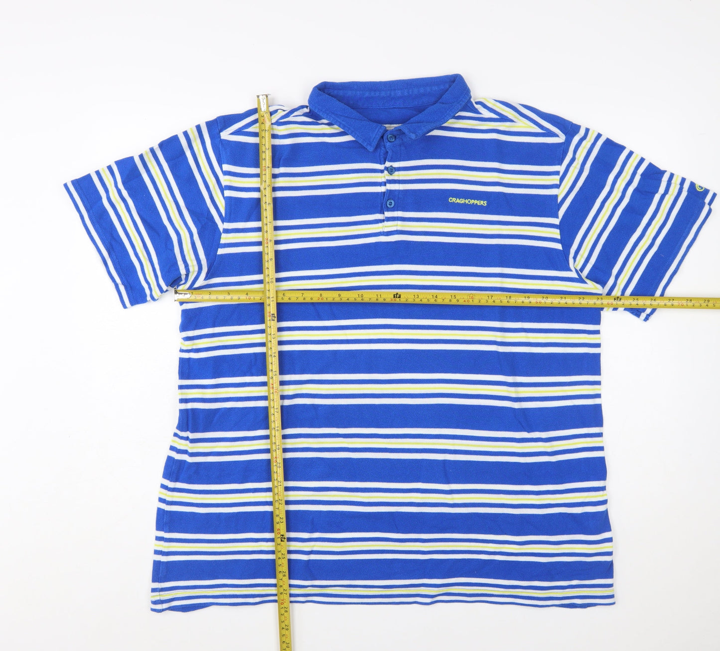 Craghoppers Men's Blue Striped Cotton Polo Shirt 2XL