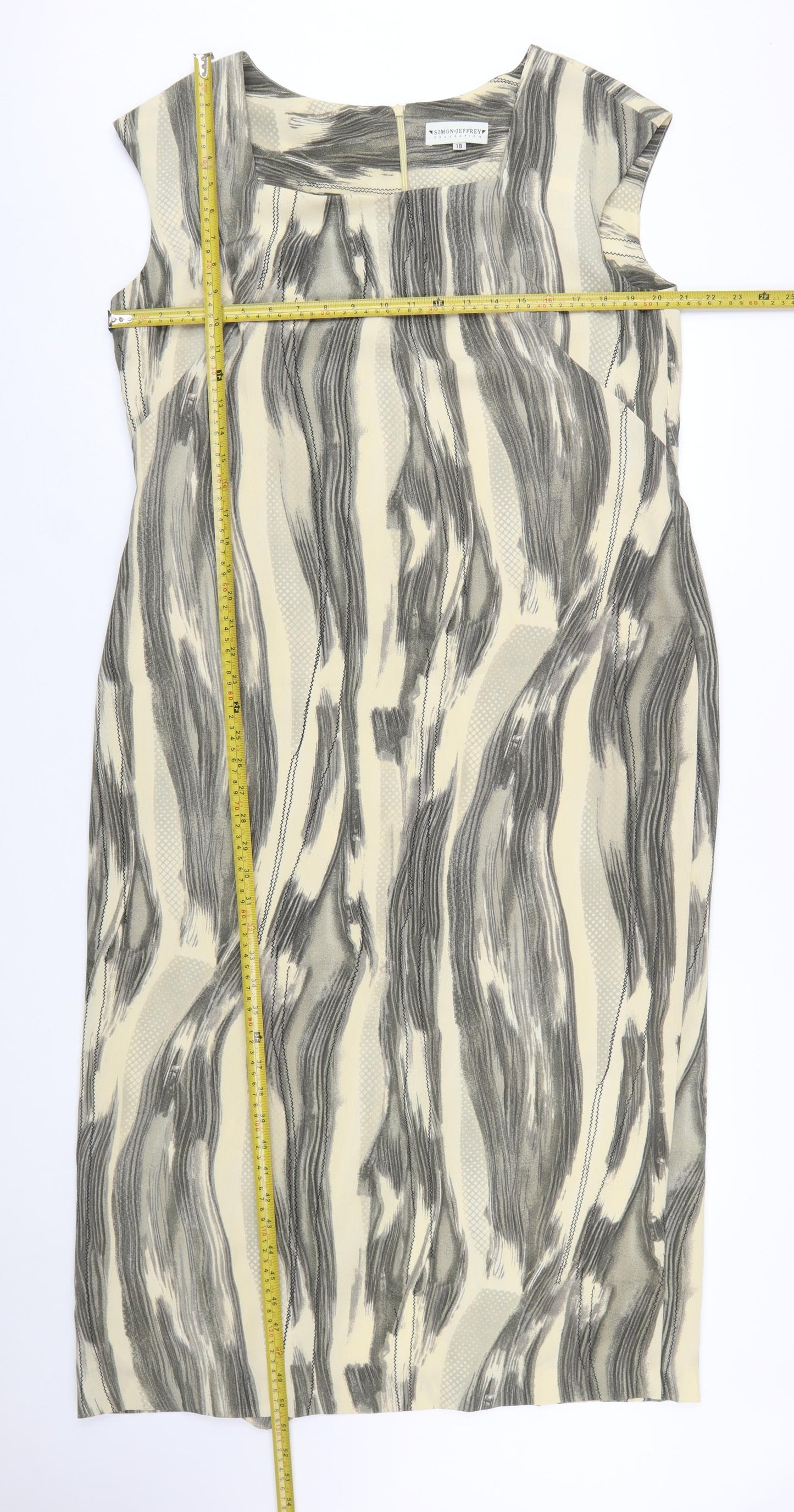 Simon Jeffrey Women Beige Abstract Sheath Dress Size 18