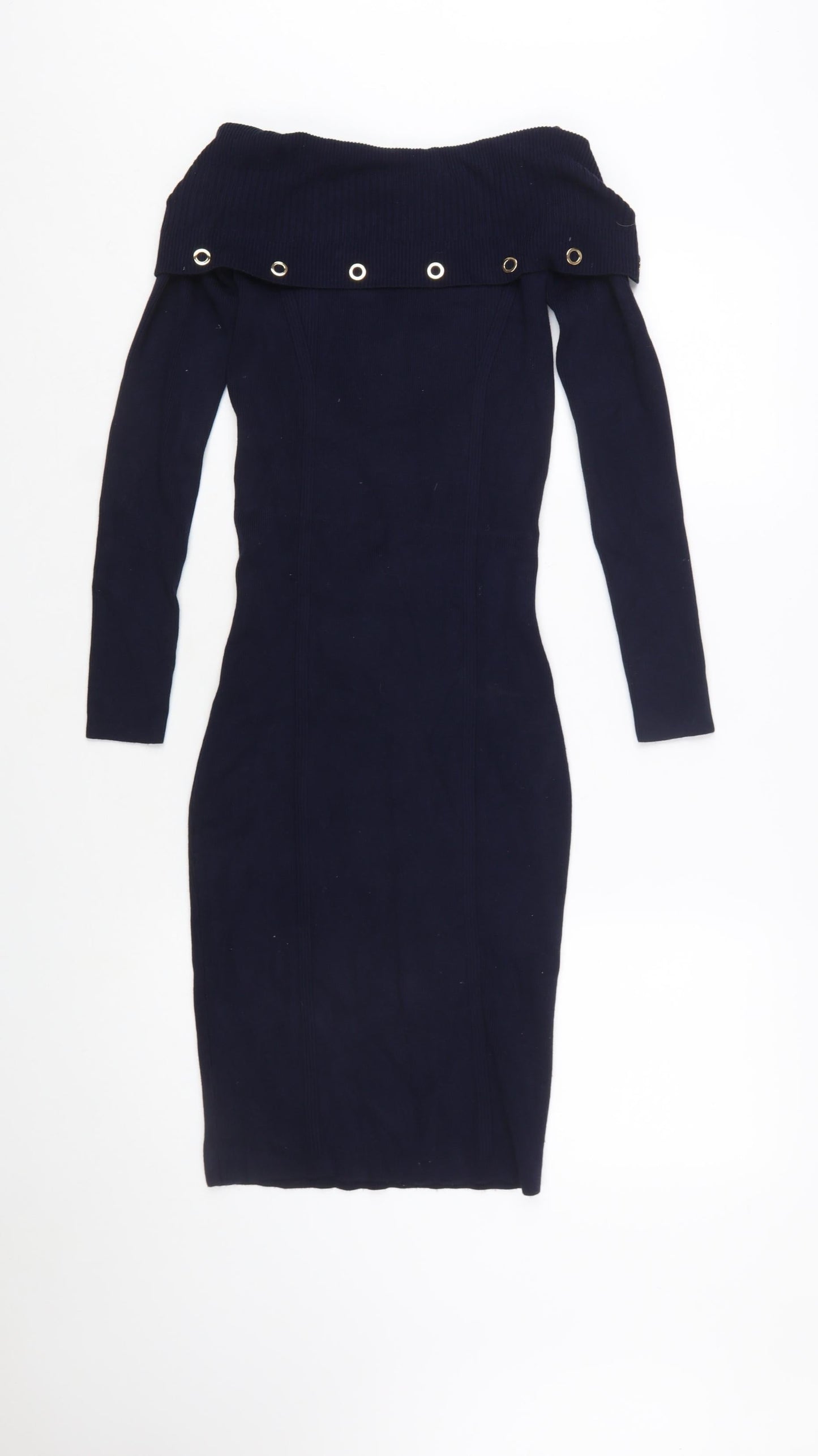 Phase Eight Women's Blue Off Shoulder Bodycon Knit Dress UK 10