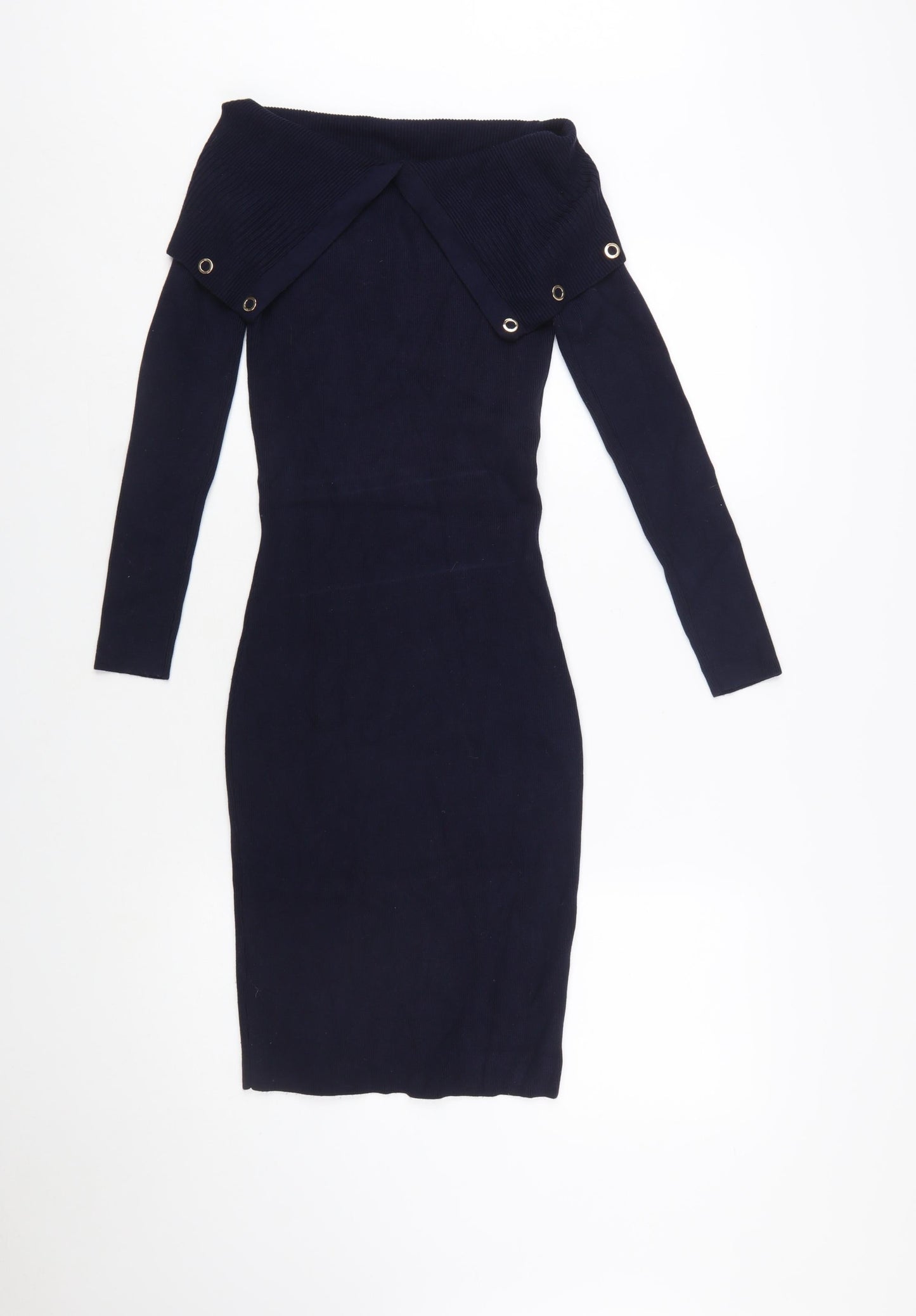 Phase Eight Women's Blue Off Shoulder Bodycon Knit Dress UK 10