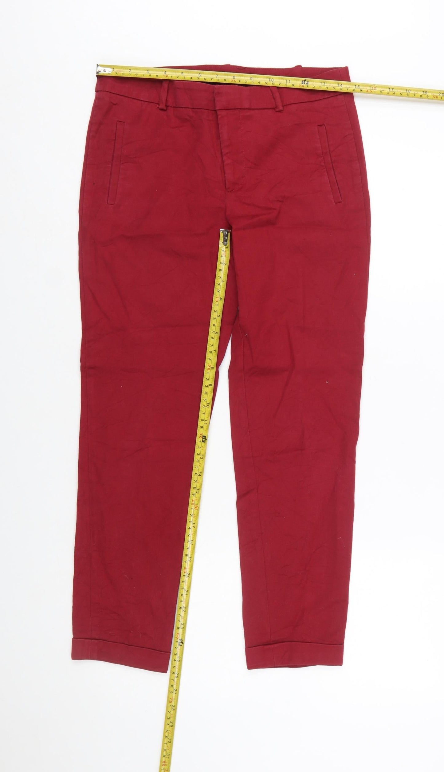 Zara Basic Women's Red Chino Trousers Size 8 Slim Fit Work Casual