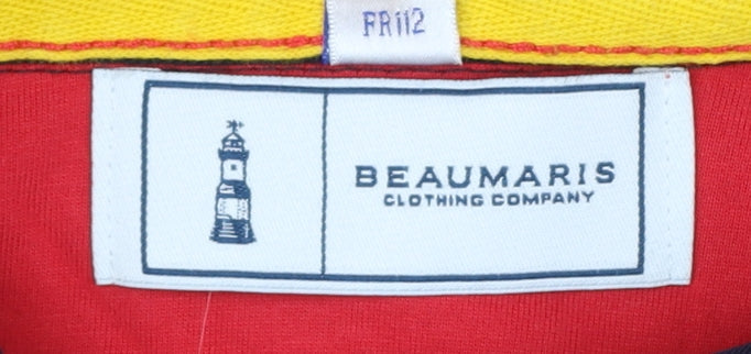 Beaumaris Men's Red 2XL Long Sleeve Colourblock Polo Shirt